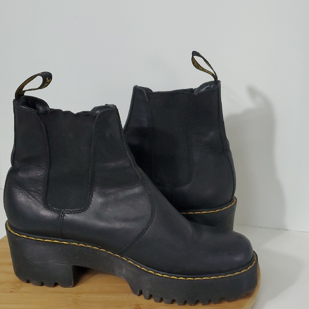Doc Martens Rometty Leather Platform Chelsea Boots Black Leather Women's 9 - Picture 6 of 12